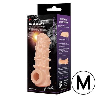 Насадка на член с отверстием для мошонки Kokos Nude Sleeve NS 006, размер M картинка