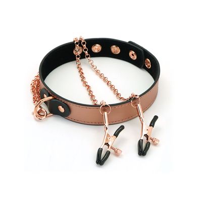 Нашийник із затискачами для сосків Liebe Seele Rose Gold Memory Collar with Nipple Clamps зображення