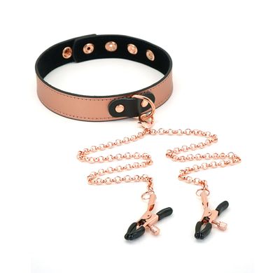 Ошейник с зажимами для сосков Liebe Seele Rose Gold Memory Collar with Nipple Clamps картинка