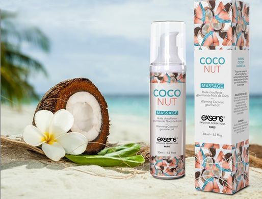 Масажне масло їстівне розігріваюче EXSENS Massage oil Coconut Кокос (50 мл) зображення