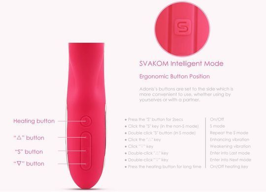 Вибратор кролик с подогревом Svakom Adonis Plum Red (диаметр 3,7 см, 48 часов) картинка