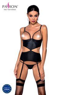 Корсет з відкритими грудьми + стрінги Passion JANNIES CORSET black, розмір L/XL зображення