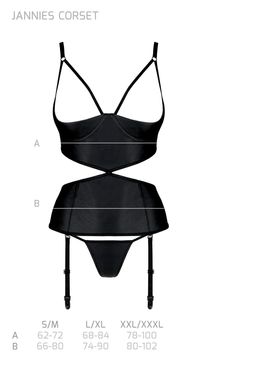Корсет с открытой грудью + стринги Passion JANNIES CORSET black, размер L/XL картинка