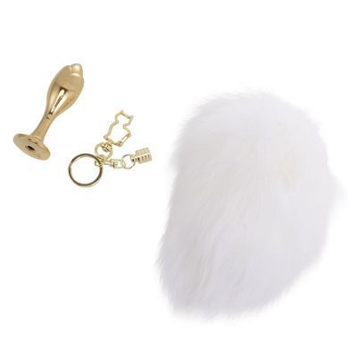Металлическая анальная пробка Кроличий хвост LOCKINK SEVANDA White Bunny-Tail Anal Rose-shape Plug картинка