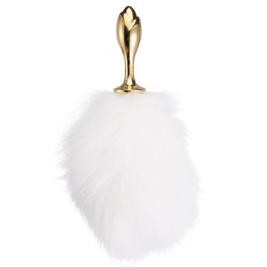Металлическая анальная пробка Кроличий хвост LOCKINK SEVANDA White Bunny-Tail Anal Rose-shape Plug картинка