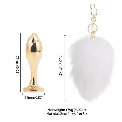 Металлическая анальная пробка Кроличий хвост LOCKINK SEVANDA White Bunny-Tail Anal Rose-shape Plug картинка