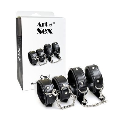 Кожаный набор BDSM: наручники и поножи Art of Sex Emoji картинка