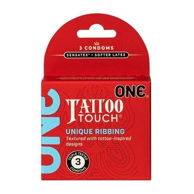 Презервативи з текстурою татуювань ONE Tattoo Touch (3 шт, картонна коробка) зображення