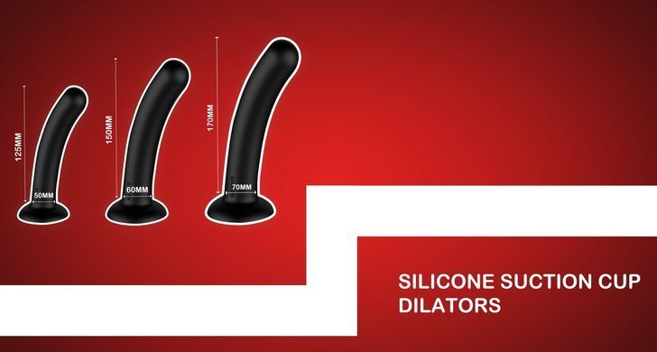 Набір силіконових дилдо на присосці Nexus Dilating Set (діаметр 2,5 см, 3 см, 3,5 см) зображення