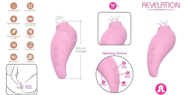 Вакуумний смарт-стимулятор Adrien Lastic Revelation Pink (+ режим Boost) зображення