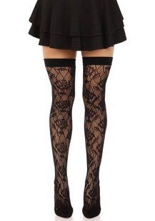 Панчохи мереживні Leg Avenue Wild rose net thigh highs One Size зображення