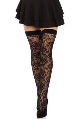 Чулки кружевные Leg Avenue Wild rose net thigh highs One Size картинка