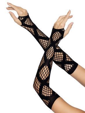 Длинные митенки Leg Avenue Faux wrap net arm warmers Black картинка