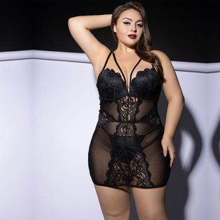 Еротична напівпрозора сукня JSY P61150 Black Plus Size зображення