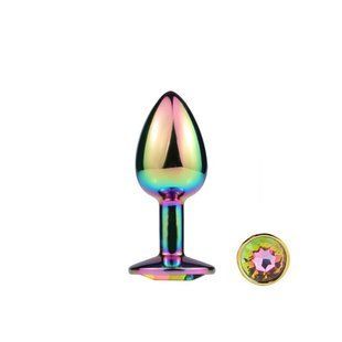 Металлическая анальная пробка с кристалом MAI Attraction Toys №72 Rainbow, размер S (диаметр 2,9 см) картинка