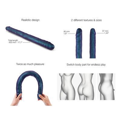 Фаллоимитатор двойной Strap-On-Me Double Dong Realistic Dildo Snaky Metallic color (диаметр 3,7 и 4,6 см) картинка