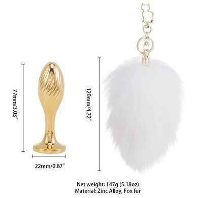 Металлическая анальная пробка Кроличий хвост LOCKINK SEVANDA White Bunny-Tail Anal Pear-shape Plug картинка