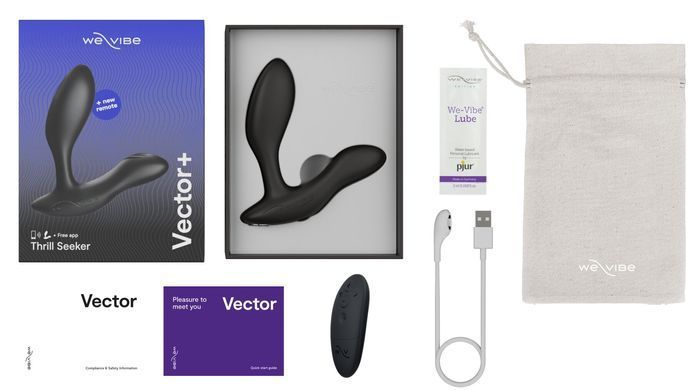 Смарт-вібромасажер простати з регульованим кутом нахилу та пультом We-Vibe Vector+ CHARCOAL BLACK (діаметр 2,7 см) зображення