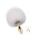 Металлическая анальная пробка Кроличий хвост LOCKINK SEVANDA White Bunny-Tail Anal Pear-shape Plug картинка 1