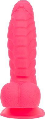 Ребристий фалоімітатор на присосці + віброкуля ADDICTION Tom 7″ Dildo With Balls Pink (діаметр 4,4 см) зображення