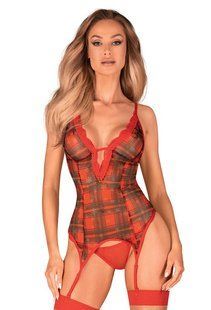 Красивий корсет з трусиками Obsessive Jollymore corset Red, розмір XS/S зображення