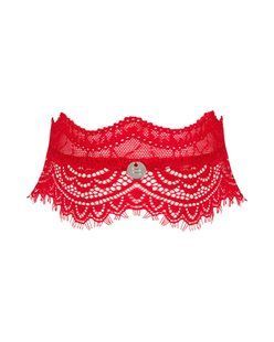 Кружевной чокер на шею с подвеской Obsessive Bergamore choker, красный картинка
