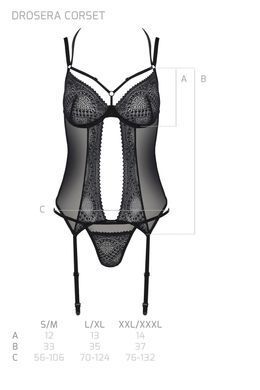 Фантазийный корсет+трусики ECO Passion DROSERA CORSET black, размер L/XL картинка