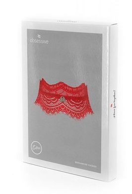 Кружевной чокер на шею с подвеской Obsessive Bergamore choker, красный картинка