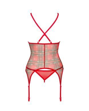 Красивый корсет с трусиками Obsessive Jollymore corset Red, размер XS/S картинка