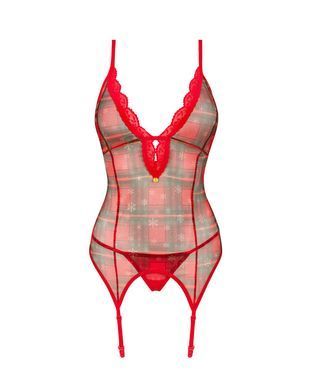 Красивый корсет с трусиками Obsessive Jollymore corset Red, размер XS/S картинка