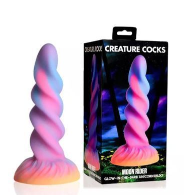 Фентезійний фалоімітатор з присоскою Creature Cocks Glow-in-the-Dark Unicorn Dildo (діаметр 4,8 см) зображення