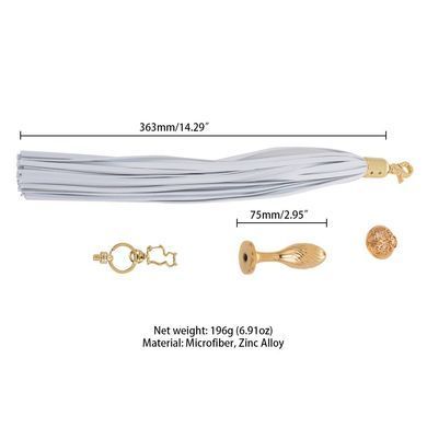 Металлическая анальная пробка Хвост пони LOCKINK SEVANDA White Pony-Tail Anal Pear-shape Plug картинка