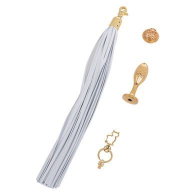 Металлическая анальная пробка Хвост пони LOCKINK SEVANDA White Pony-Tail Anal Pear-shape Plug картинка