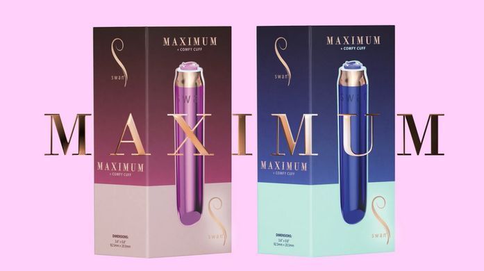Віброкуля з силіконовою манжетою Swan Maximum + Comfy Cuff Blue (діаметр 2 см) зображення
