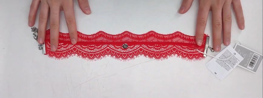 Кружевной чокер на шею с подвеской Obsessive Bergamore choker, красный картинка