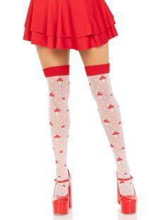 Панчохи з мухоморами Leg Avenue Polka Dot Mushroom Thigh Highs One Size зображення