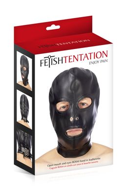 Капюшон для БДСМ з відкритими очима і ротом Fetish Tentation Open mouth and eyes BDSM hood зображення