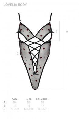 Еротичне боді з малюнком Passion LOVELIA BODY black, розмір XXL/XXXL зображення