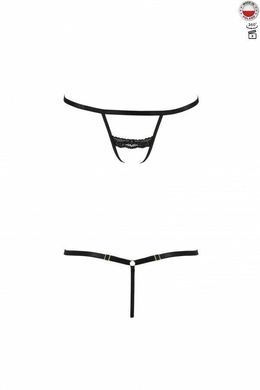 Трусики-стрепи з мереживом Passion Exclusive SHELLY THONG black, розмір S/M зображення