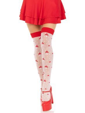 Панчохи з мухоморами Leg Avenue Polka Dot Mushroom Thigh Highs One Size картинка
