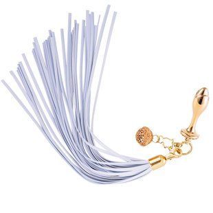 Металлическая анальная пробка Хвост пони LOCKINK SEVANDA White Pony-Tail Anal Rose-shape Plug картинка