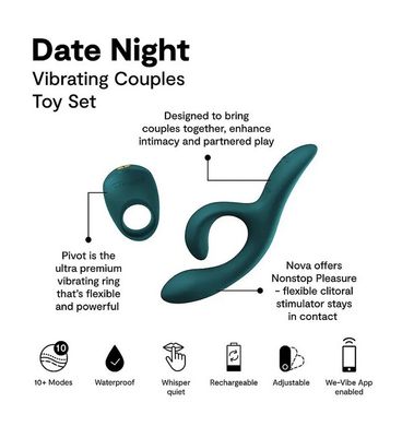 Подарунковий набір для пар We-Vibe Date Night Set: вібратор-кролик Nova 2, ерекційне кільце Pivot зображення