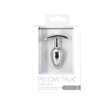 Сталева анальна пробка Pillow Talk Sneaky Luxurious Stainless Steel Anal Plug (діаметр 2,5 см, віброкуля у подарунок) зображення