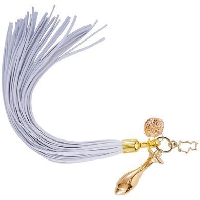 Металева анальна пробка Хвіст поні LOCKINK SEVANDA White Pony-Tail Anal Rose-shape Plug зображення