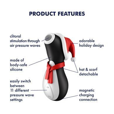 Вакуумний кліторальний стимулятор у шапочці та шарфі Satisfyer Penguin Holiday Edition зображення