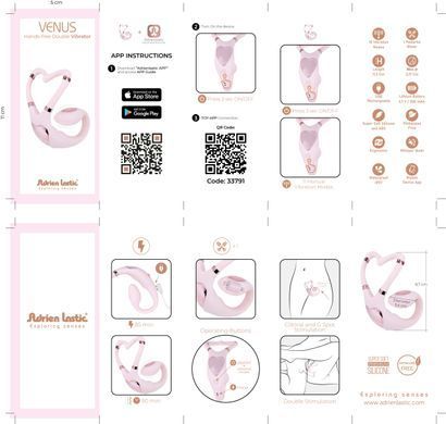 Смарт вибратор вагинально-клиторальный Adrien Lastic Venus + APP (диаметр 3,2 см) картинка
