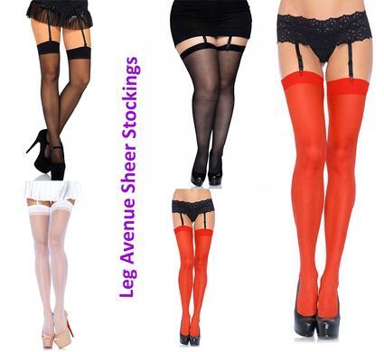 Чулки под пояс Leg Avenue Sheer Stockings + PLUS SI Red картинка