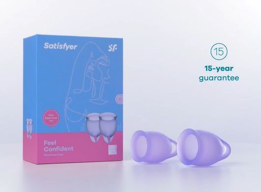 Набір менструальних чаш Satisfyer Feel Confident lila, фіолетовий (15 і 20 мл) зображення